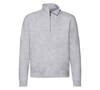Premium Zip Neck Heather Sweatshirt Fruit Of The Loom Grey S