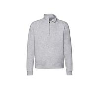 Fruit of the Loom Men's Premium Zip Neck Sweat Sweater, Heather Grey, XL