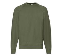 Fruit of the Loom Men's Raglan Sleeve Belcoro Sweatshirt in Olive | Size: Medium Fruit Of The Loom Olive M