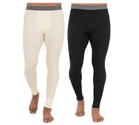Fruit of the Loom Men's Recycled Premium Waffle Thermal Underwear (1, 2, 3, and 4 Packs) Pajama Bottom, Black/Natural, M UK