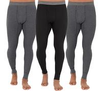 Fruit of the Loom Men's Recycled Premium Waffle Thermal Underwear Long Johns Bottom (1, 2, 3, and 4 Packs) Pajama, Greystone Heather/Greystone Heather/Black, Small (Pack of 3)