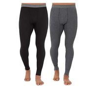 Fruit of the Loom Men's Recycled Premium Waffle Thermal Underwear Bottom (1, 2, 3, and 4 Packs) Pajama, Black/Greystone Heather, Small