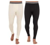 Fruit of the Loom Men's Recycled Premium Waffle Thermal Underwear Long Johns Bottom (1, 2, 3, and 4 Packs) Pajama, Black/Natural, 3XL (Pack of 2)