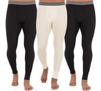 Fruit of the Loom Men's Recycled Premium Waffle Thermal Underwear Long Johns Bottom (1, 2, 3, and 4 Packs) Pajama, Black/Black/Natural, Large (Pack of 3)