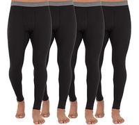 Fruit of the Loom Men's Recycled Premium Waffle Thermal Underwear Long Johns Bottom (1, 2, 3, and 4 Packs) Pajama, Black 4 Pack, X-Large (Pack of 4)