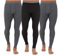 Fruit of the Loom Men's Recycled Premium Waffle Thermal Underwear Long Johns Bottom (1, 2, 3, and 4 Packs) Pajama, Greystone Heather/Greystone Heather/Black, Medium (Pack of 3)