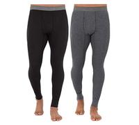 Fruit of the Loom Men's Recycled Premium Waffle Thermal Underwear Long Johns Bottom (1, 2, 3, and 4 Packs) Pajama, Black/Greystone Heather, 3X-Large (Pack of 2)