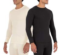 Fruit of the Loom mens Recycled Waffle Thermal Underwear Crew Top (1 and 2 Packs), Black/Natural, Medium