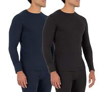 Fruit of the Loom Mens Recycled Waffle Thermal Underwear Crew Top (1 and 2 Packs), Black/Navy, 2X