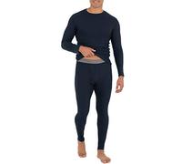Fruit of the Loom Men's Recycled Waffle Thermal Underwear Set (Top and Bottom) Pajama, Navy, Small