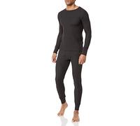 Fruit of the Loom Men's Recycled Waffle Thermal Underwear Set (Top and Bottom) Pajama, Black, S