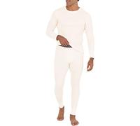 Fruit of the Loom Men's Recycled Waffle Thermal Underwear Set (Top and Bottom) Pajama, Natural, Large