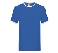 (L, Royal Blue/White) Fruit of the Loom Mens Ringer Contrast T-Shirt