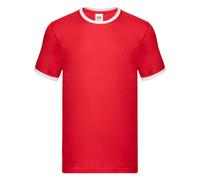 (XXL, Red/White) Fruit of the Loom Mens Ringer Contrast T-Shirt