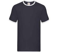 (3XL, Navy/White) Fruit of the Loom Mens Ringer Contrast T-Shirt