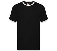 Fruit of the Loom Men's Ringer Premium T-Shirt, Black/White, Medium