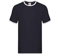 Fruit of the Loom Men's T-Shirt Ringer Premium - Navy/White - Small