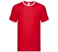 Fruit of the Loom Men's Ringer Premium T-Shirt, Red/White, L UK
