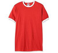 Fruit of the Loom Men's Ringer Premium T Shirt, Red/White, XXL UK