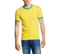 Fruit of the Loom Men's Ringer Premium T-Shirt, Sunflower/Kelly Green, Medium