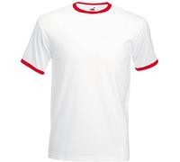 Fruit of the Loom Men's Ringer Premium T-Shirt, White/Red, Small