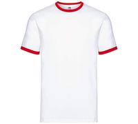 Fruit of the Loom Men's Ringer Premium T-Shirt, White/Red, X-Large