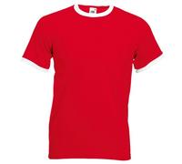 (3XL, Red/White) Fruit Of The Loom Mens Ringer Short Sleeve T-Shirt