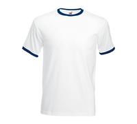 Fruit of the Loom Men's Ringer Short Sleeve T-Shirt BC342 White/Navy 3XL