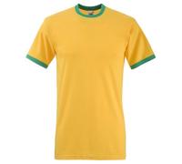 Fruit of the Loom Mens Ringer Short Sleeve T-Shirt (L) (Sunflower/Kelly Green)