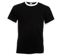 Fruit of the Loom Mens Ringer Short Sleeve T-Shirt (XL) (Black/White)