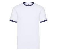 Fruit of the Loom Men's Ringer T-Shirt Cotton Lycra Contrast Collar