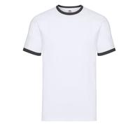 Fruit of the Loom Men's Ringer T-Shirt Cotton Lycra Contrast Collar
