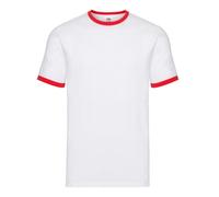 Fruit of the Loom Men's Ringer T-Shirt Cotton Lycra Contrast Collar