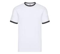 (XXL, White/Black) Fruit of the Loom Mens Ringer T-Shirt