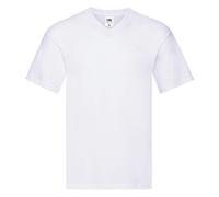 Fruit of the Loom Men's Shoulder Taping V-Neck T-Shirt, White, Small