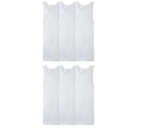 Fruit of the Loom Men's Sleeveless Tank A-Shirt, Tag Free & Moisture Wicking, Ribbed Stretch Fabric Underwear, Big Man-6 Pack-White, XXL (Pack of 6)