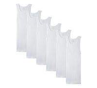 Fruit of the Loom Men's Sleeveless Tank A-Shirt, Tag Free & Moisture Wicking, Ribbed Stretch Fabric Base Layer Top, 6 Pack-White, 3XL