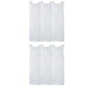 Fruit of the Loom Men's Sleeveless Tank A-Shirt, Tag Free & Moisture Wicking, Ribbed Stretch Fabric, Big Man - 6 Pack - White, XXXXL