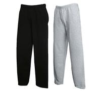 Fruit of the Loom Men's Sports Trousers, 1 x grey open + 1 x black open + 1 Hl purchase notepad, L