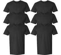 Fruit of the Loom Men's Stay Tucked Crew T-Shirt, Regular-6 Pack Black, Large