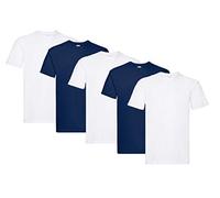 Fruit of the Loom Men's Super Premium Short Sleeve T-Shirt (Pack of 5), 3white2navy, L