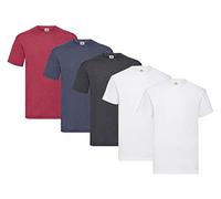 Fruit of the Loom Men's T-Shirt, 2 x White + 1 x Dark Heather + 1 x Vintage Red + 1 x Vintage Navy + 1 x Purchase Block HL, XXL