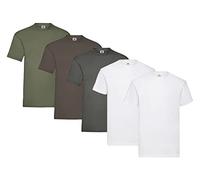 Fruit of the Loom Men's T-Shirt, 2 x White + 1 x Graphite + 1 x Olive + 1 x Chocolate + 1 x Purchase Block, S