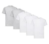 Fruit of the Loom Men's T-Shirt, 3 x White + 2 x Grey + 1 x Purchase Block, 4XL