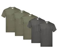 Fruit of the Loom Men's T-Shirt Original T M L XL XXL 3XL 4XL 5XL Also Colour Sets, 3Olive 2Graphite, M (Pack of 5) + 1HL-Kauf Notepad, 3olive 2graphite + 1 Hl purchase notepad, M