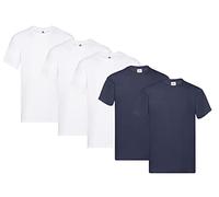 Fruit of the Loom Men's T-Shirt Original T M L XL XXL 3XL 4XL 5XL Also Colour Sets, 3White 2DeepNavy, L (Pack of 5) + 1HL-Kauf Notepad, 3white 2deep navy + 1 Hl Kauf notepad, L