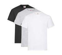 Fruit of the Loom Men's T-Shirt, Pack of 3, White/Grey/Black, XXL