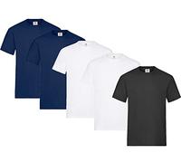 Fruit of the Loom Men's T-Shirt Pack of 5 Heavy Cotton M L XL XXL 3XL, Various Colour Sets, L