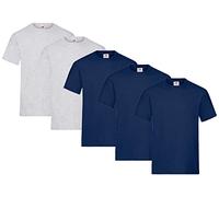 Fruit of the Loom Men's T-Shirt, Pack of 5, Heavy Cotton, M, L, XL, XXL, 3XL, Various Colour Sets, L