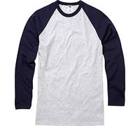 Fruit of the loom men's T-shirt, regular fit, baseball, Men, Heather Grey/ Deep Navy, L - Chest 41-43" (104-109cm)